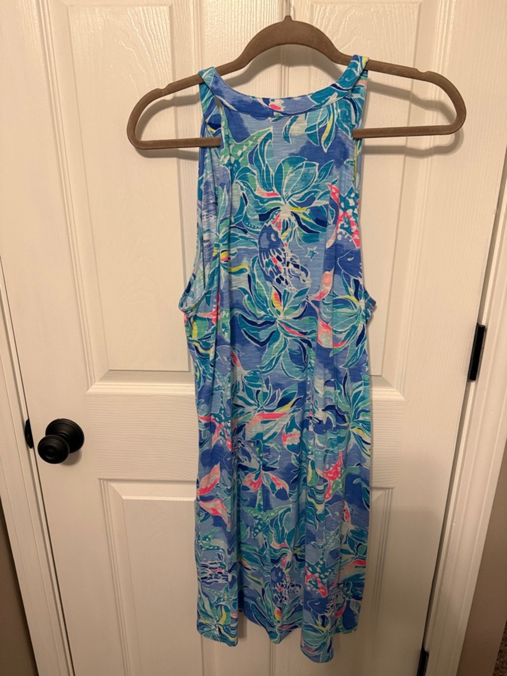 Women’s Lilly Pulitzer Blue Tropical Print One-Piece Dress - Picture 2 of 2
